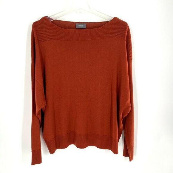 Yessica Womens Boat Neck Knit Sweater Rust Orange Batwing Sleeve Viscose Blend M - Picture 1 of 9